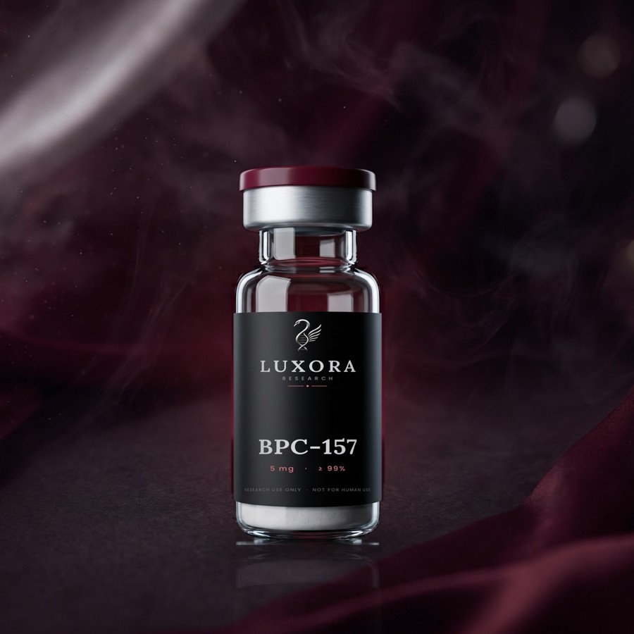 Luxora Research research vial, photographed