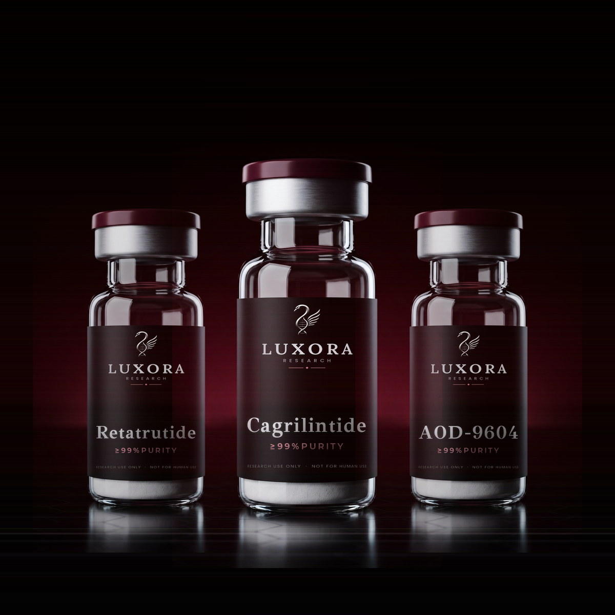 Three-Vial Set — Retatrutide · Cagrilintide · AOD-9604 — 3 research vials