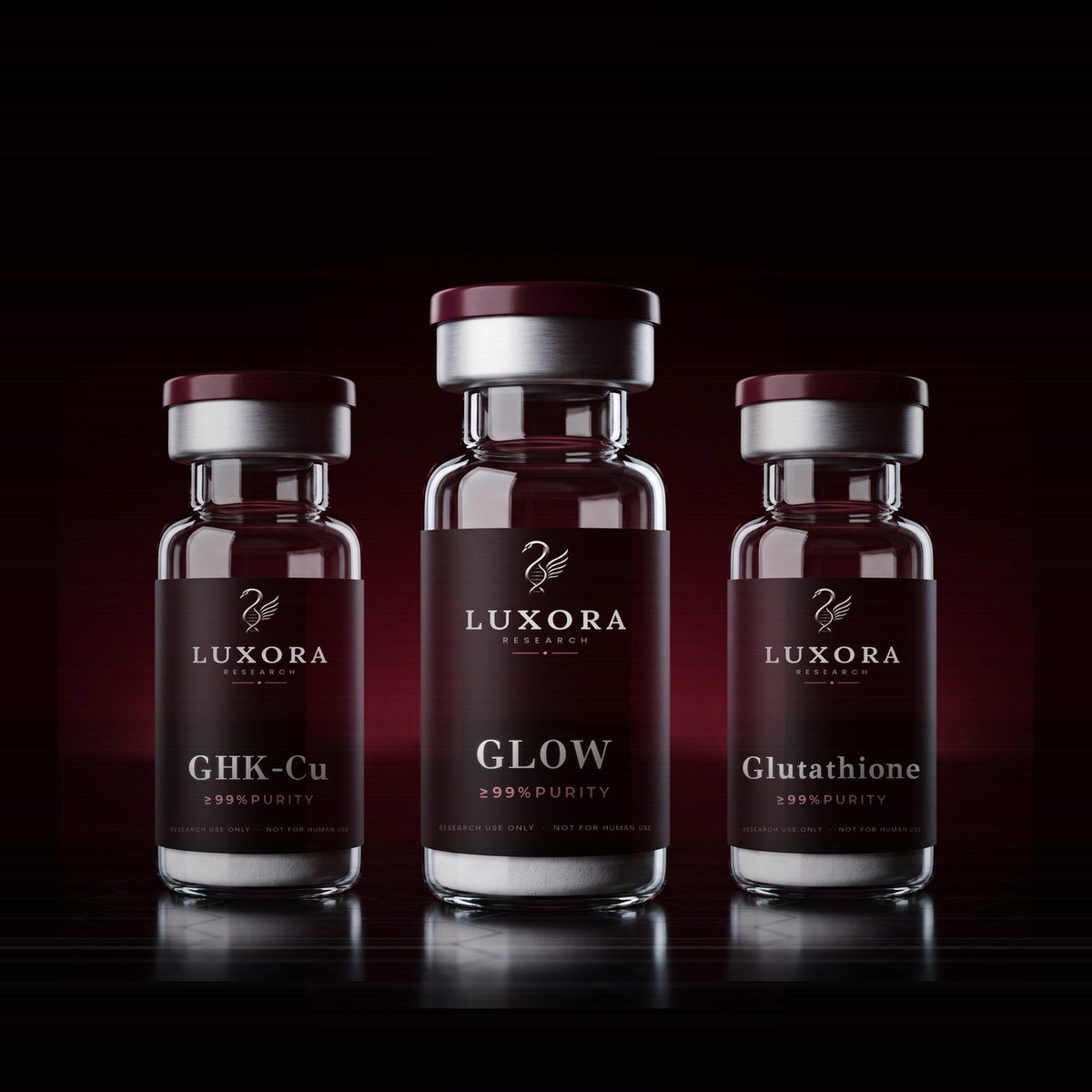 Three-Vial Set — GHK-Cu · Glutathione · Blend — 3 research vials